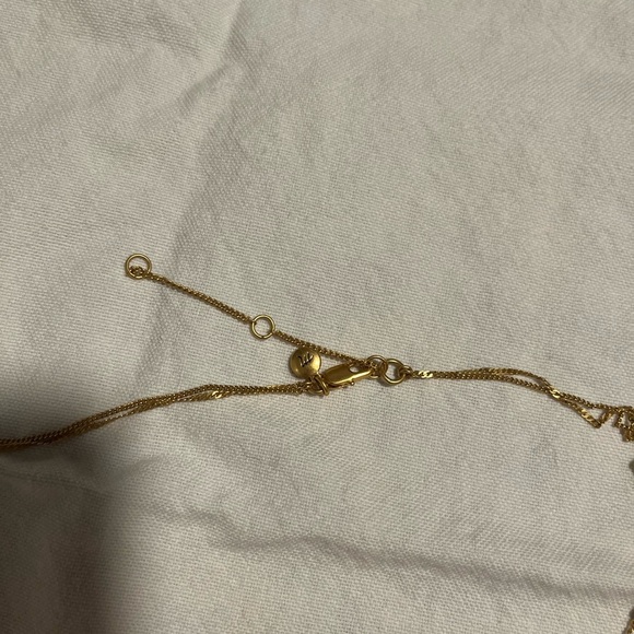 Madewell two-strand brass gold-tone blue tassel necklace - Picture 3 of 5